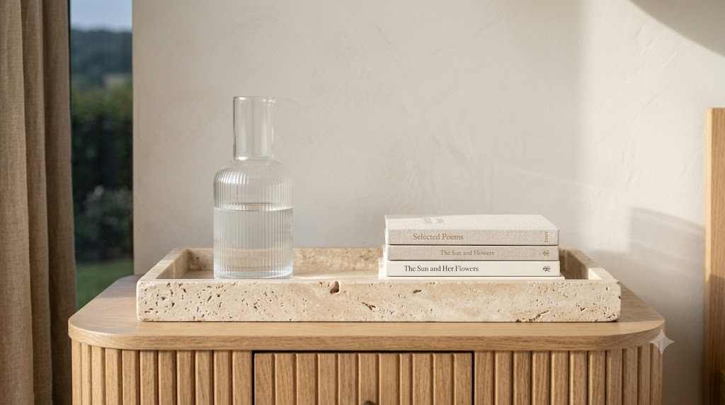Travertine Bedside Trinket Trays